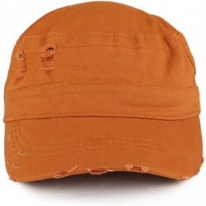 Baseball Caps Frayed Herringbone Textured Elastic Band Army Style Cap - Rust - C0185OIDRQ9 $16.56