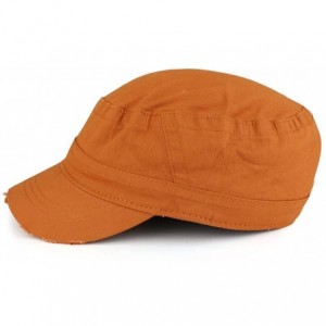 Baseball Caps Frayed Herringbone Textured Elastic Band Army Style Cap - Rust - C0185OIDRQ9 $16.56