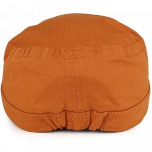 Baseball Caps Frayed Herringbone Textured Elastic Band Army Style Cap - Rust - C0185OIDRQ9 $16.56