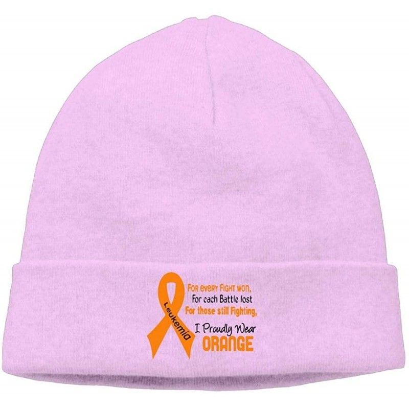 Skullies & Beanies Daily Knit Cap for Men Women- Leukemia Awareness Stocking Cap - Pink - CH18K67I4WI $14.81