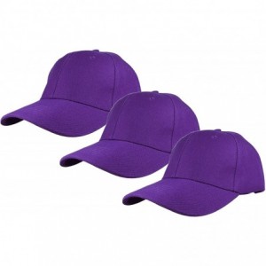 Baseball Caps Plain Baseball Cap Adjustable Back Strap 3 PC - Purple - CT18C5N4IOQ $10.07