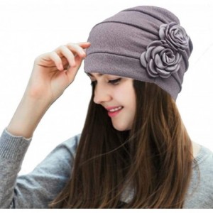 Skullies & Beanies Chemo Turban Headwear Flower Beanie Scarf Cap Head Wrap Hair Loss Hat for Cancer Patient - Black+gray+beig...