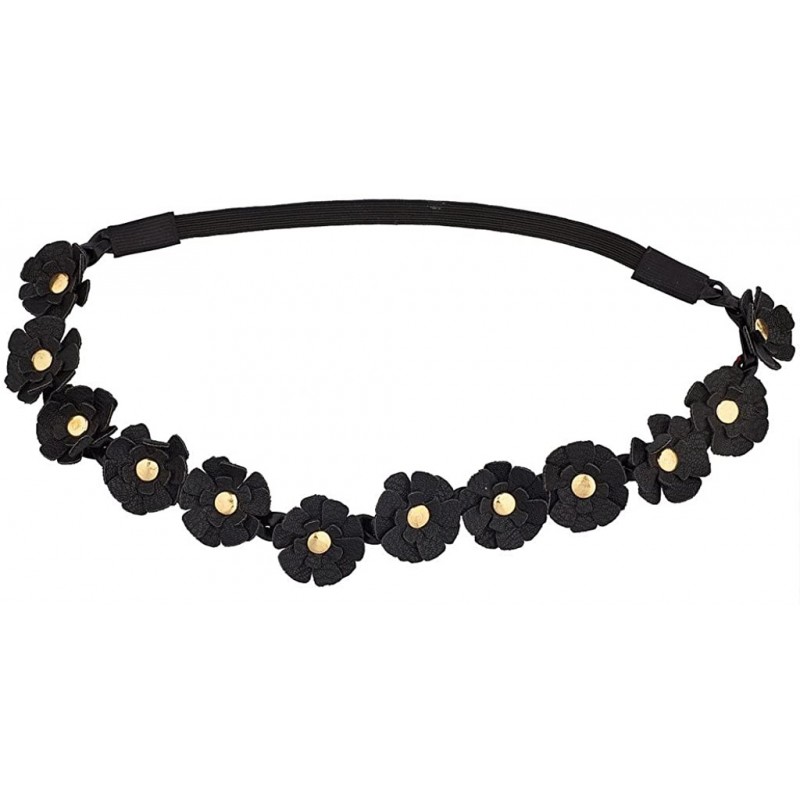 Headbands Black Flower Floral Fabric Stretch Headband - C9128PEHQNX $9.95