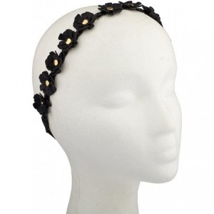 Headbands Black Flower Floral Fabric Stretch Headband - C9128PEHQNX $9.95