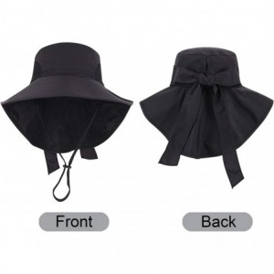 Sun Hats Womens Foldable Flap UPF 50+ UV Protective Bucket Sun Hat w/Neck Cord - Women_black - CF18CTYZRDN $20.03