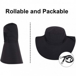 Sun Hats Womens Foldable Flap UPF 50+ UV Protective Bucket Sun Hat w/Neck Cord - Women_black - CF18CTYZRDN $20.03