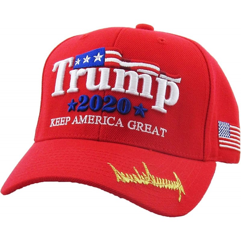 Baseball Caps Make America Great Again Our President Donald Trump Slogan with USA Flag Cap Adjustable Baseball Hat Red - CD18...