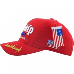 Baseball Caps Make America Great Again Our President Donald Trump Slogan with USA Flag Cap Adjustable Baseball Hat Red - CD18...