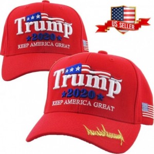 Baseball Caps Make America Great Again Our President Donald Trump Slogan with USA Flag Cap Adjustable Baseball Hat Red - CD18...