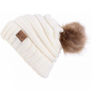 Skullies & Beanies Trendy Fur Men Women Parent Child Baggy Warm Crochet Winter Wool Knit Ski Beanie Caps Snow Hat Beanie - CU...
