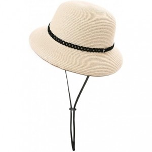 Sun Hats Womens Floppy Summer Sun Beach Straw Hat UPF50 Foldable Wide Brim 55-60cm - 00010_beige - C318RUHO0HH $27.32