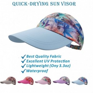 Baseball Caps Women's Visor Big Brim Quick Dry Open Top Hat UPF 50+ - Light Blue - CZ18G274Z23 $9.42