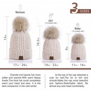 Skullies & Beanies Women Winter Pom Pom Beanie Hats Warm Fleece Lined-Chunky Trendy Cute Chenille Knit Twist Cap - 2-beige-h ...