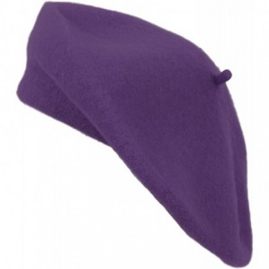 Berets Women's Solid Color French Wool Beret - One Size - Purple - CF11HXOSUUP $13.70