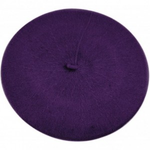 Berets Women's Solid Color French Wool Beret - One Size - Purple - CF11HXOSUUP $13.70