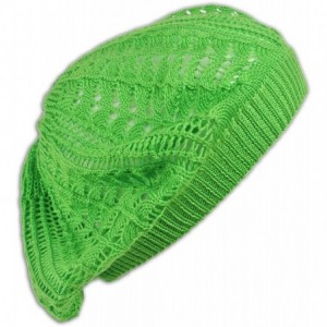 Berets Crochet Beanie Hat Knit Beret Skull Cap Tam - Lime - CE11GLEEK4N $9.15