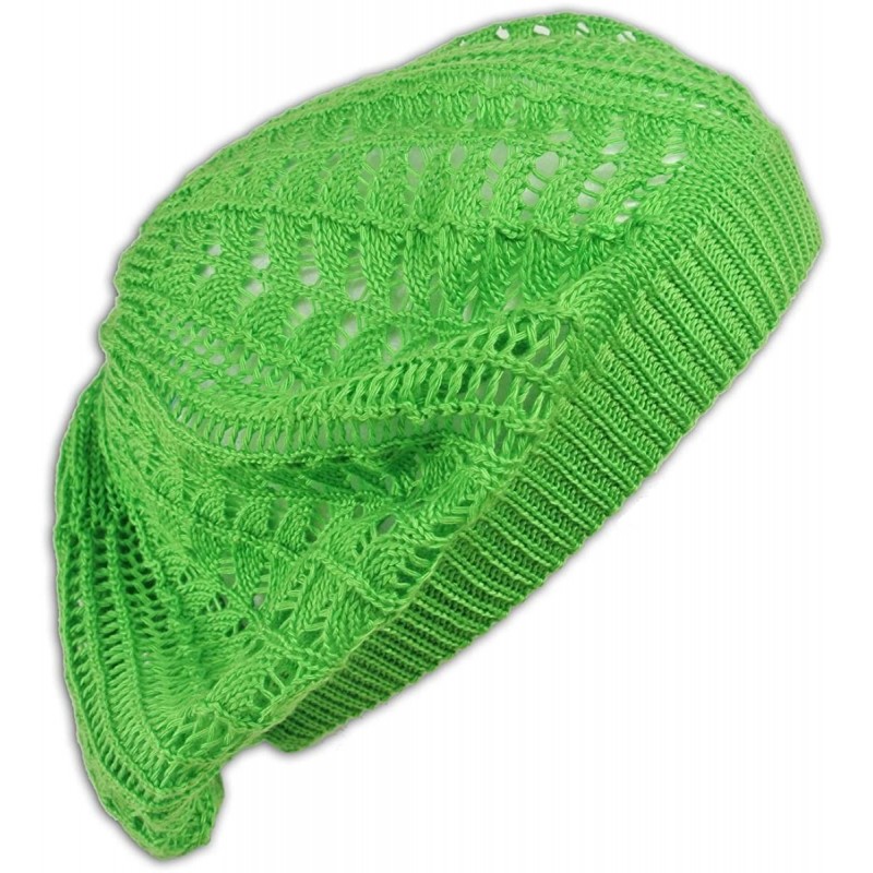 Berets Crochet Beanie Hat Knit Beret Skull Cap Tam - Lime - CE11GLEEK4N $9.15