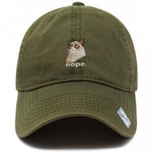Baseball Caps Grumpy Cat Design Dad Hat l - Army Green - C0180R88YIZ $24.16