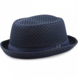 Fedoras Unisex Light Weight Classic Soft Cool Mesh Pork Pie hat - Navy - C918323WGYX $12.84