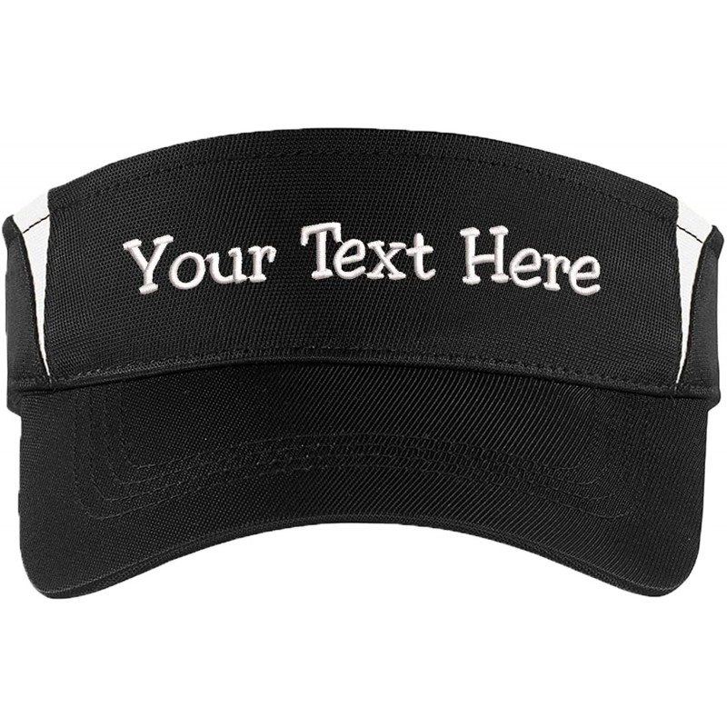 Visors Custom Visor Hat Embroider Your Own Text Customized Adjustable Fit Men Women Visor Cap - Blackwhite - C318ZM0X5YQ $22.64