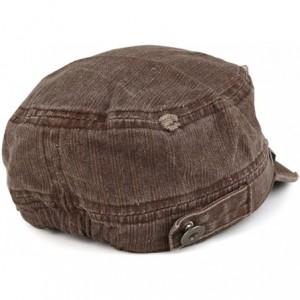 Baseball Caps Distressed Flat Top Metallic Studded Frayed Cadet Style Army Cap - Brown - CL185OE0X6I $13.84