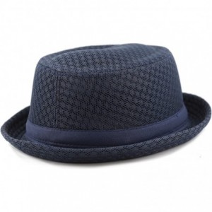 Fedoras Unisex Light Weight Classic Soft Cool Mesh Pork Pie hat - Navy - C918323WGYX $12.84