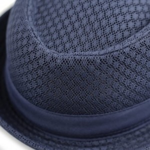 Fedoras Unisex Light Weight Classic Soft Cool Mesh Pork Pie hat - Navy - C918323WGYX $12.84