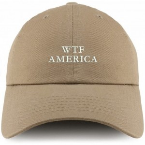 Baseball Caps WTF America Embroidered Low Profile Soft Cotton Dad Hat Cap - Khaki - CD18D59LDZT $13.91