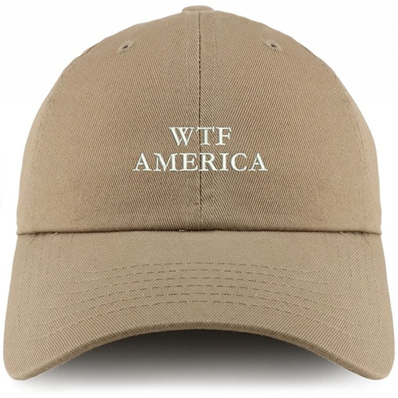 Baseball Caps WTF America Embroidered Low Profile Soft Cotton Dad Hat Cap - Khaki - CD18D59LDZT $13.91