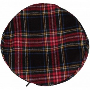 Berets Acrylic Beret Hat Tartan Check Leather Sweatband KR3781 - Black - C018A488ZQK $22.16