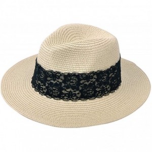Sun Hats Womens UPF50 Foldable Summer Straw Hat Wide Brim Fedora Sun Beach hat - Style B-khaki - CW189W56U9Z $13.80