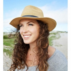 Sun Hats Womens UPF50 Foldable Summer Straw Hat Wide Brim Fedora Sun Beach hat - Style B-khaki - CW189W56U9Z $13.80