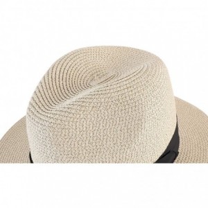 Sun Hats Womens UPF50 Foldable Summer Straw Hat Wide Brim Fedora Sun Beach hat - Style B-khaki - CW189W56U9Z $13.80