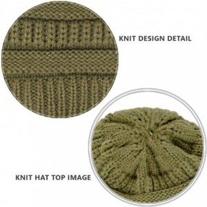 Skullies & Beanies Me Plus Winter Fleece Lined Soft Warm Cable Knitted Beanie Hat for Women & Men - Olive - CU18KIYQ0W9 $9.05