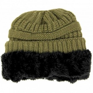 Skullies & Beanies Me Plus Winter Fleece Lined Soft Warm Cable Knitted Beanie Hat for Women & Men - Olive - CU18KIYQ0W9 $9.05