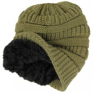 Skullies & Beanies Me Plus Winter Fleece Lined Soft Warm Cable Knitted Beanie Hat for Women & Men - Olive - CU18KIYQ0W9 $9.05