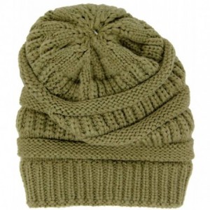 Skullies & Beanies Me Plus Winter Fleece Lined Soft Warm Cable Knitted Beanie Hat for Women & Men - Olive - CU18KIYQ0W9 $9.05