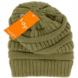 Skullies & Beanies Me Plus Winter Fleece Lined Soft Warm Cable Knitted Beanie Hat for Women & Men - Olive - CU18KIYQ0W9 $9.05