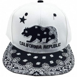 Baseball Caps California Republic Cali Bear Cap Hat Snapback with Paisley Bandana Print - White Black - CH18IRDNXH0 $38.37