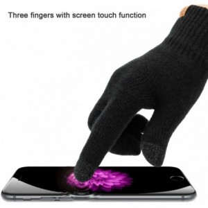 Skullies & Beanies Winter Thick Beanie Hat Scarf Touch Screen Gloves Set Fit for Men Women - A - Black - CS192ZGOMKH $11.36