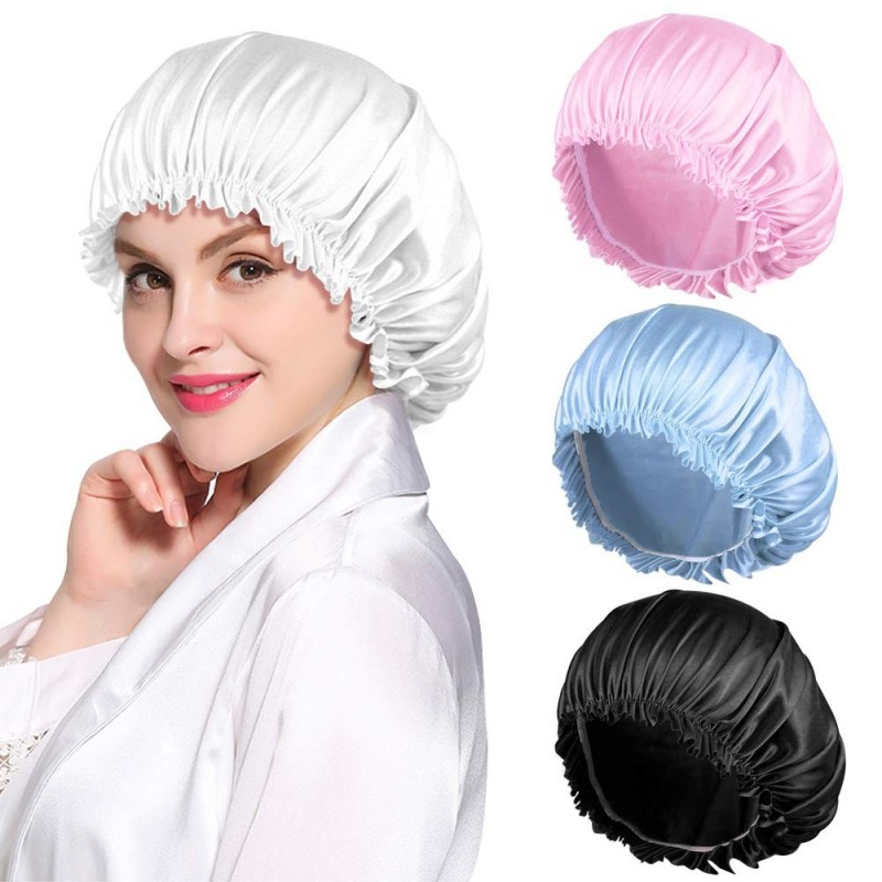 Skullies & Beanies 4PCS Satin Bonnet for Women Natural Curly Hair-C - Set C - CO18UEEDWOK $14.55