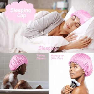 Skullies & Beanies 4PCS Satin Bonnet for Women Natural Curly Hair-C - Set C - CO18UEEDWOK $14.55