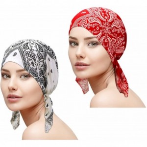 Skullies & Beanies 2 Pieces Chemo Hat Turban Beanie- Pre-Tied Headwraps Headwear for Women - Set 7 - CK18U8ZKTZ0 $11.57