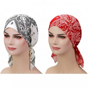 Skullies & Beanies 2 Pieces Chemo Hat Turban Beanie- Pre-Tied Headwraps Headwear for Women - Set 7 - CK18U8ZKTZ0 $11.57