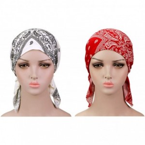 Skullies & Beanies 2 Pieces Chemo Hat Turban Beanie- Pre-Tied Headwraps Headwear for Women - Set 7 - CK18U8ZKTZ0 $11.57