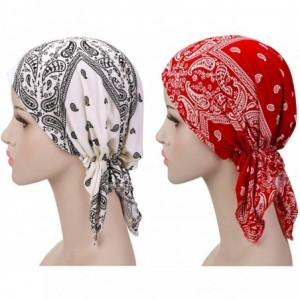 Skullies & Beanies 2 Pieces Chemo Hat Turban Beanie- Pre-Tied Headwraps Headwear for Women - Set 7 - CK18U8ZKTZ0 $11.57