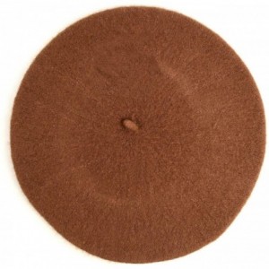 Berets Women's Ladies Solid Colored Classic French Wool Blend Beret Hat Cap - Brown - CG187GG4QZC $29.79