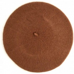 Berets Women's Ladies Solid Colored Classic French Wool Blend Beret Hat Cap - Brown - CG187GG4QZC $16.39