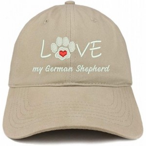 Baseball Caps I Love My German Shepherd Embroidered Soft Crown 100% Brushed Cotton Cap - Khaki - CZ18T049XMW $17.06