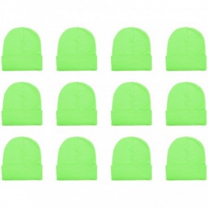 Skullies & Beanies Unisex Beanie Cap Knitted Warm Solid Color and Multi-Color Multi-Packs - 12 Pack - Green - CS187C59SR9 $28.92